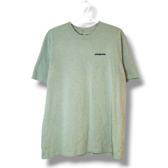 Patagonia Logo Spell Out Graphic Shirt Green Size M - Picture 1 of 4